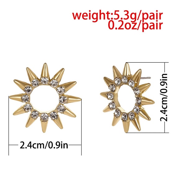 2/$20! Gold & Crystal Sun Ray Stud Earrings - Picture 7 of 8